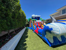 Load image into Gallery viewer, MEGA SHARK XL DUAL LANE COMBO RENTAL WITH SLIDE  WET or DRY