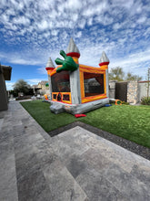 Load image into Gallery viewer, T-REX BOUNCE HOUSE DUAL LANE COMBO RENTAL WITH SLIDE WET or DRY