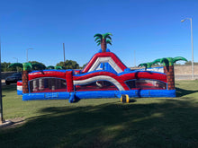 Load image into Gallery viewer, 80&#39; Oasis Wrap Around Dual Lane Obstacle course with Waterslide Wet/Dry