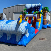 Load image into Gallery viewer, MEGA SHARK XL DUAL LANE COMBO RENTAL WITH SLIDE  WET or DRY