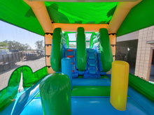 Load image into Gallery viewer, TROPICAL XL DUAL LANE BOUNCE HOUSE COMBO RENTAL WITH SLIDE.   WET or DRY