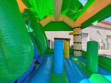 Load image into Gallery viewer, TROPICAL XL DUAL LANE BOUNCE HOUSE COMBO RENTAL WITH SLIDE.   WET or DRY