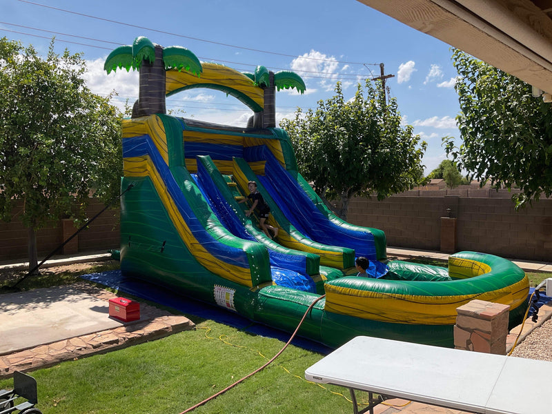 🌴 16’ Green Jungle Dual Lane Water Slide Rental 💦☀️