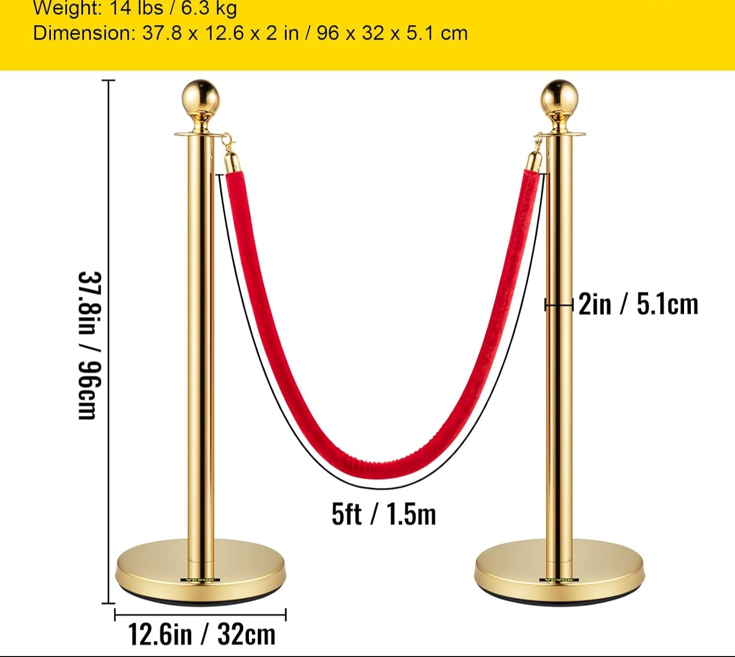 Golden Ropes End Gold Stanchion and Padded Ropes – A Perfect Party Rental