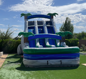 18' Aloha Splash  Center Climb Dual Lane waterslide With Pool