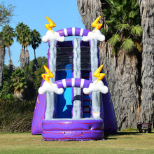 Load image into Gallery viewer, ‼️NEW‼️  20’ Purple Lightning  Inflatable Single lane Water Slide Rental - With Pool