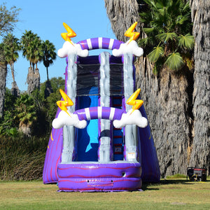 ‼️NEW‼️  20’ Purple Lightning  Inflatable Single lane Water Slide Rental - With Pool