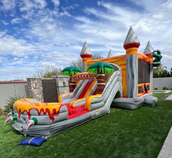 T-REX BOUNCE HOUSE DUAL LANE COMBO RENTAL WITH SLIDE WET or DRY