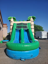 Load image into Gallery viewer, TROPICAL DUAL LANE BOUNCE HOUSE COMBO RENTAL WITH SLIDE.   WET or DRY